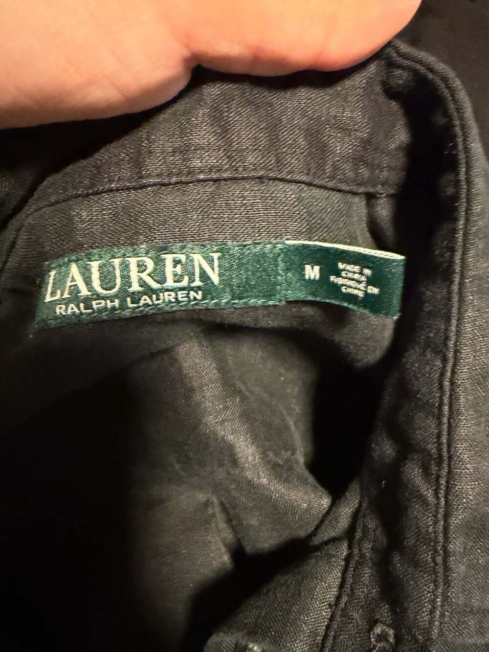 Lauren Ralph Lauren 100% Linen Short Sleeve Shirt Size M Black Button Down Top - Picture 4 of 5